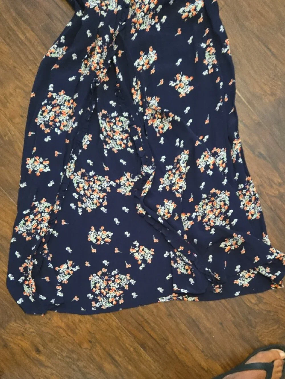 ​byTiMo Navy Blue Floral Short Flutter Sleeve Midi/Maxi Dress Sz XS_096